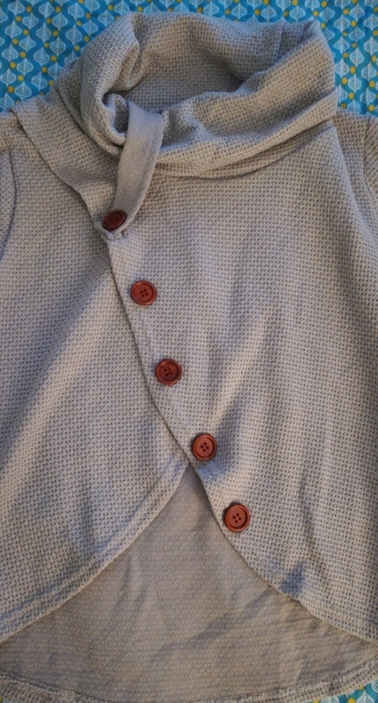 Lightweight cowl neck button sweater
